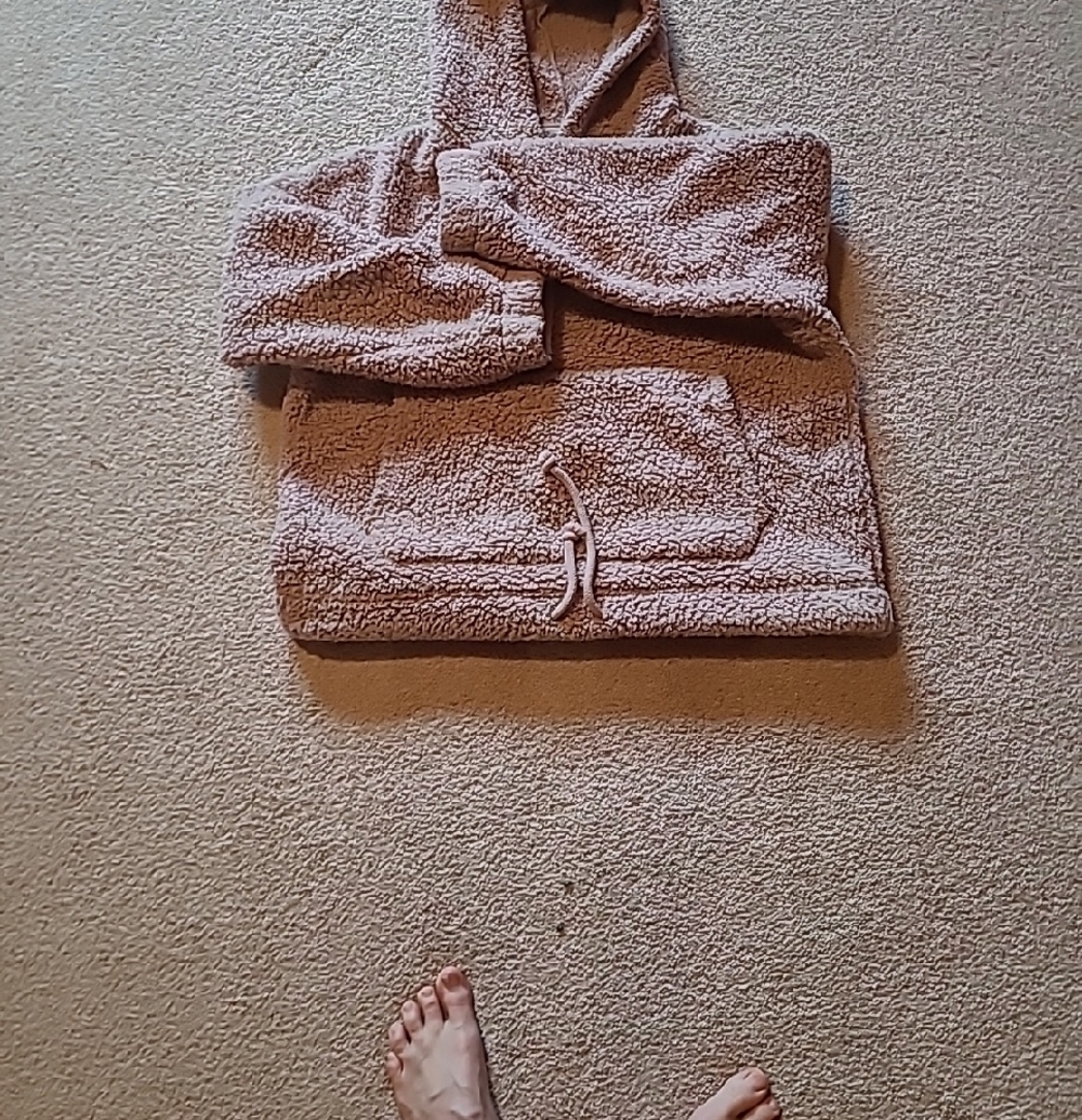American Eagle Cozy Sherpa Hoodie - Cream and Mauve - Picture 4 of 5
